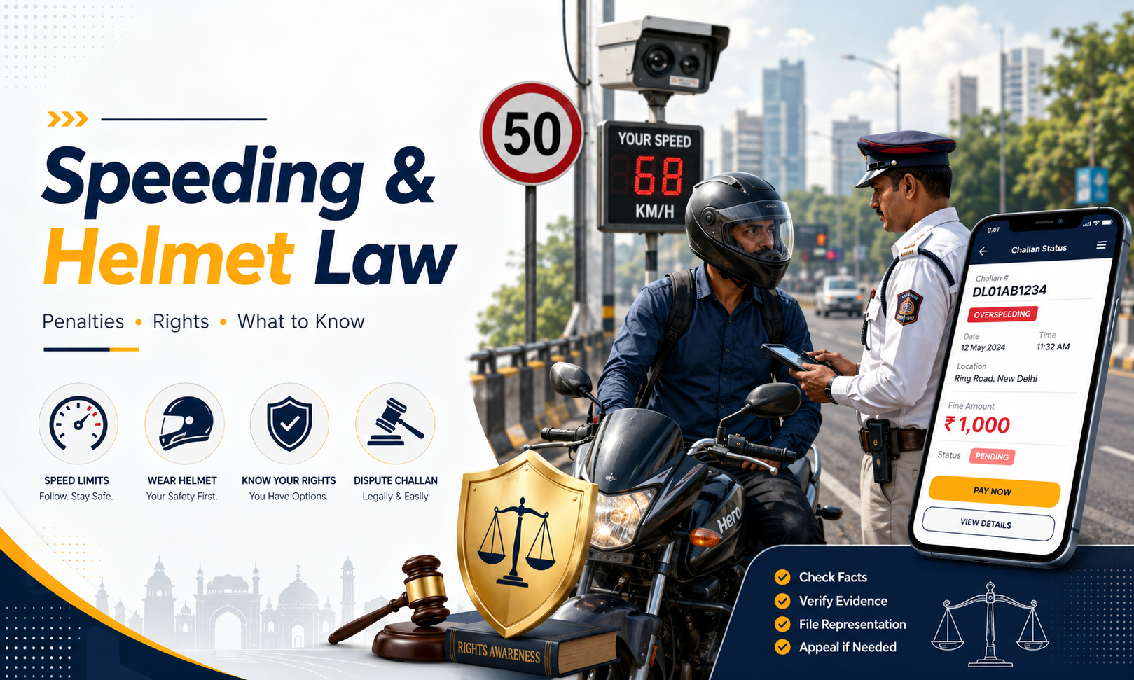 Over Speeding Challan and Helmet Challan: Rules, Penalties, and Your Legal Rights
