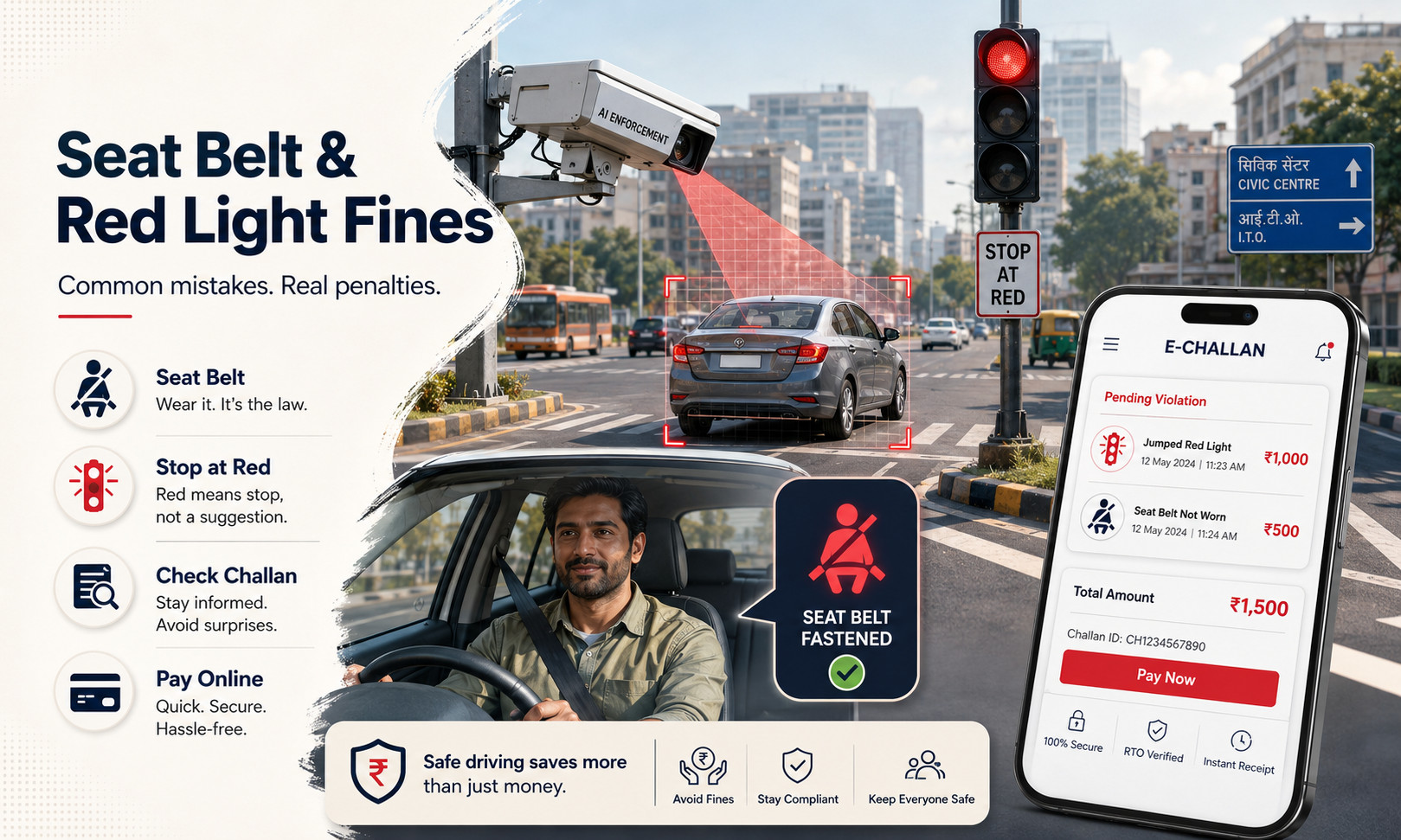 Seat Belt Challan and Red Light Challan Guide